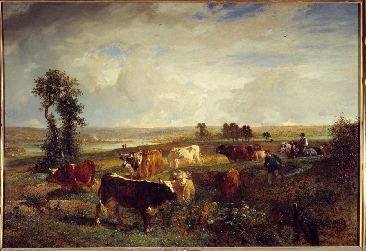View taken from the heights of Suresnes (Hauts de Seine). Painting by Constant Troyon (1810-1865) by Constant Emile Troyon