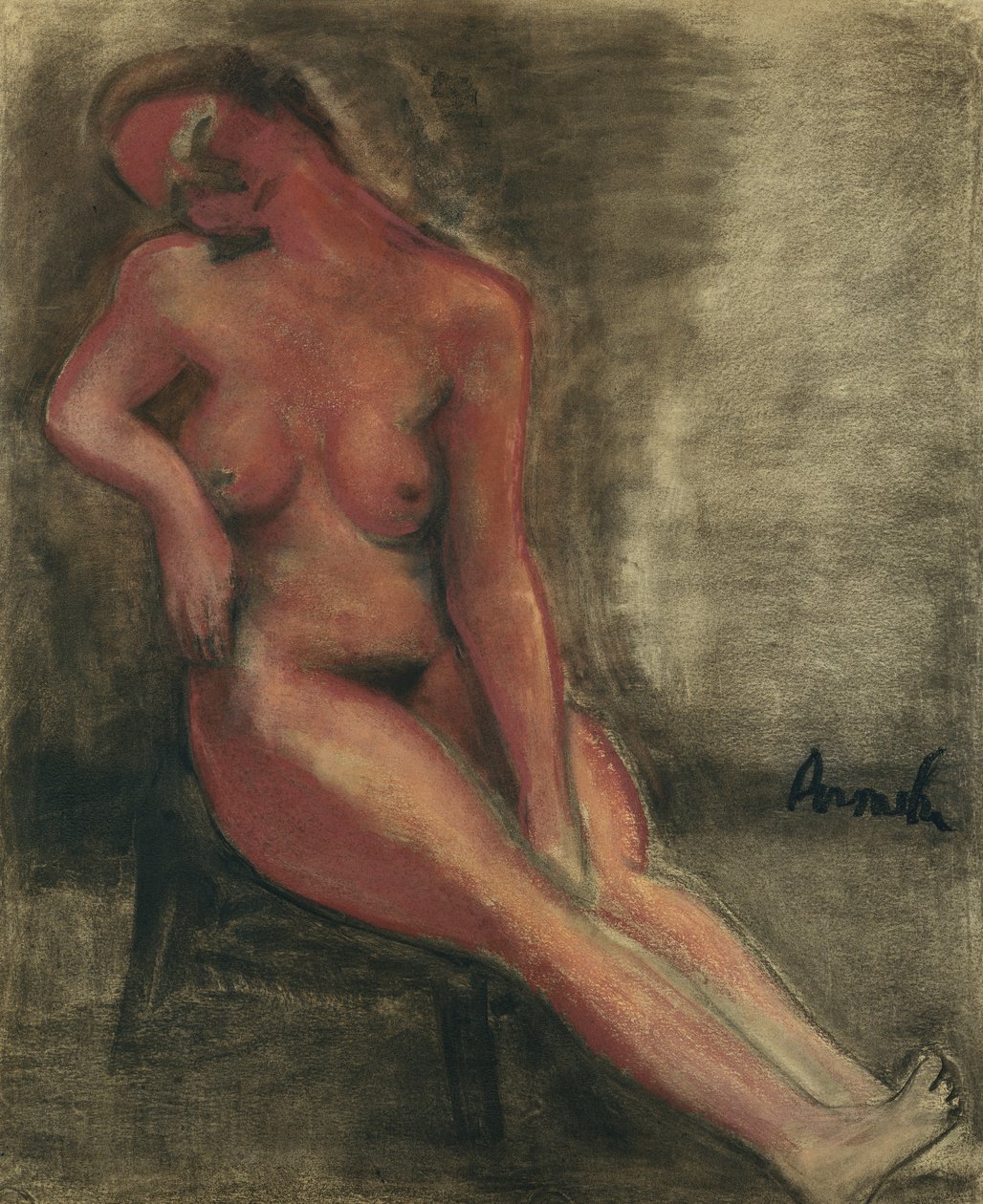 Nude Redhead Sitting on a Chair by Constant Permeke