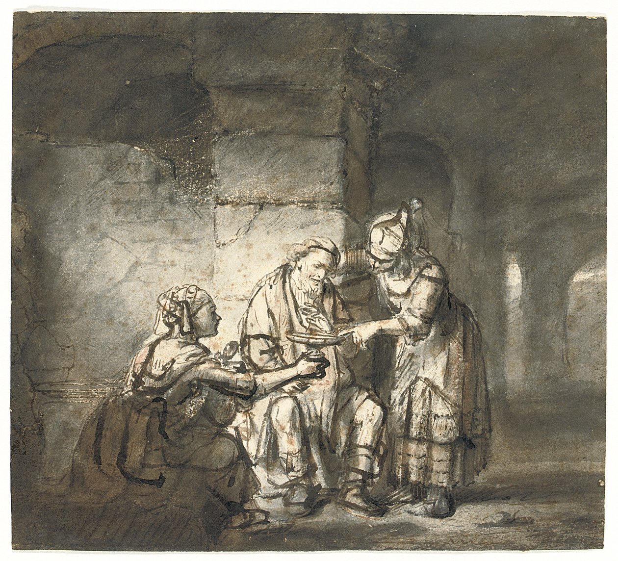 Lot and His Daughters (Genesis 19:33) by Constantin Daniel van Renesse