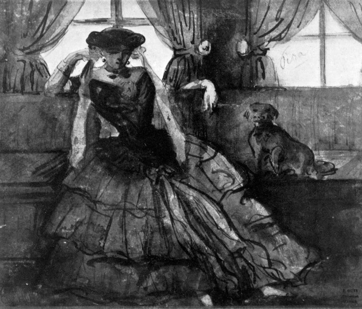 A Lady with her Dog by Constantin Guys