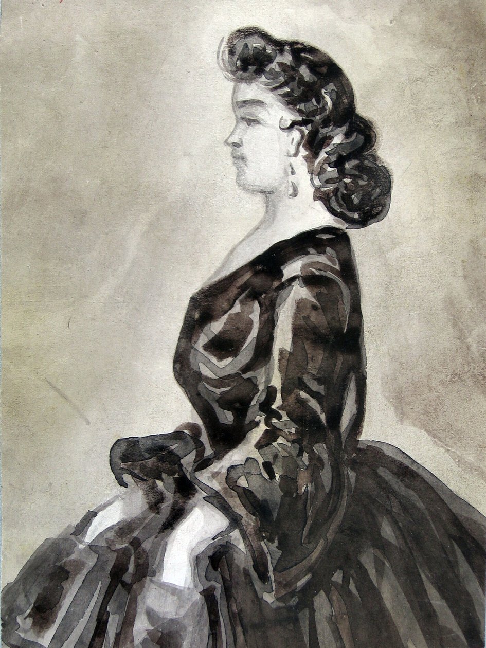 Study of a Woman Half-Length, Hands in Pockets, Profile to the Left by Constantin Guys