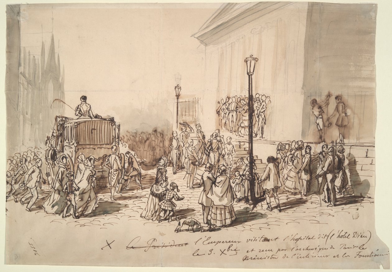 Reception of Emperor Napoleon III at the Hospital by Constantin Guys