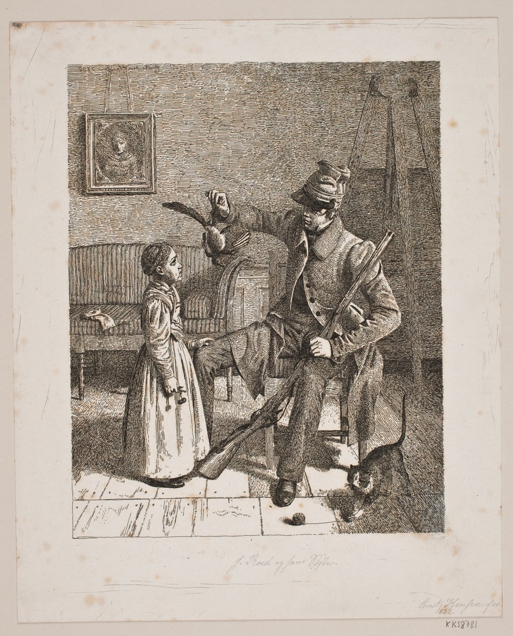 A Hunter Showing a Little Girl His Catch by Constantin Hansen