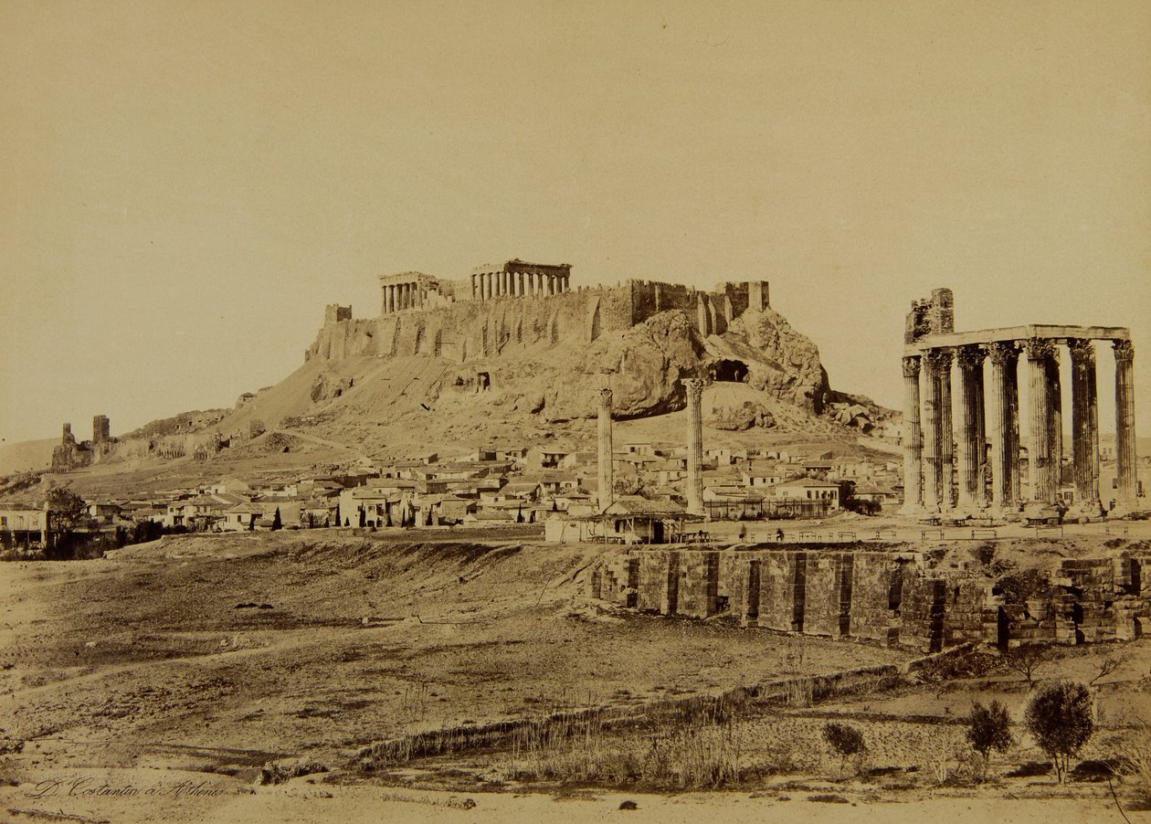 The Temple of Olympian Zeus and the Acropolis in the Background by Dimitrios Constantin
