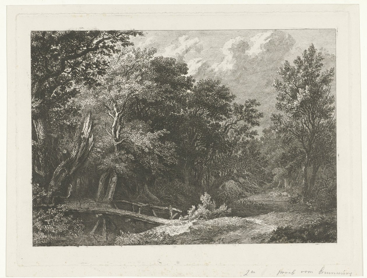 Forest Scene with Wooden Bridge by Constantinus Cornelis Huysmans