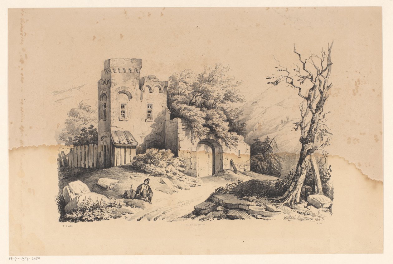 Walker by Ruin by Constantinus Cornelis Huysmans