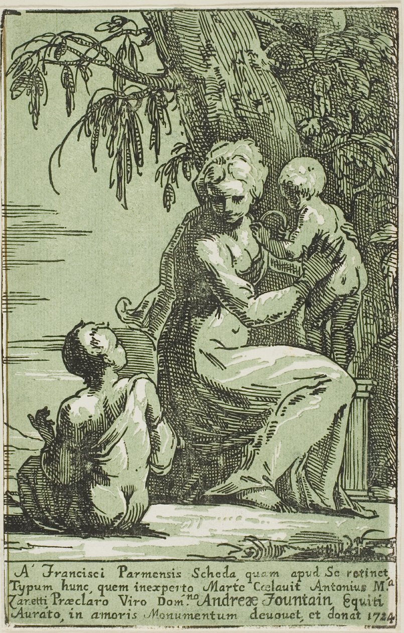 A Woman at the Foot of a Tree Holding a Child by Conte Antonio Maria Zanetti the Elder
