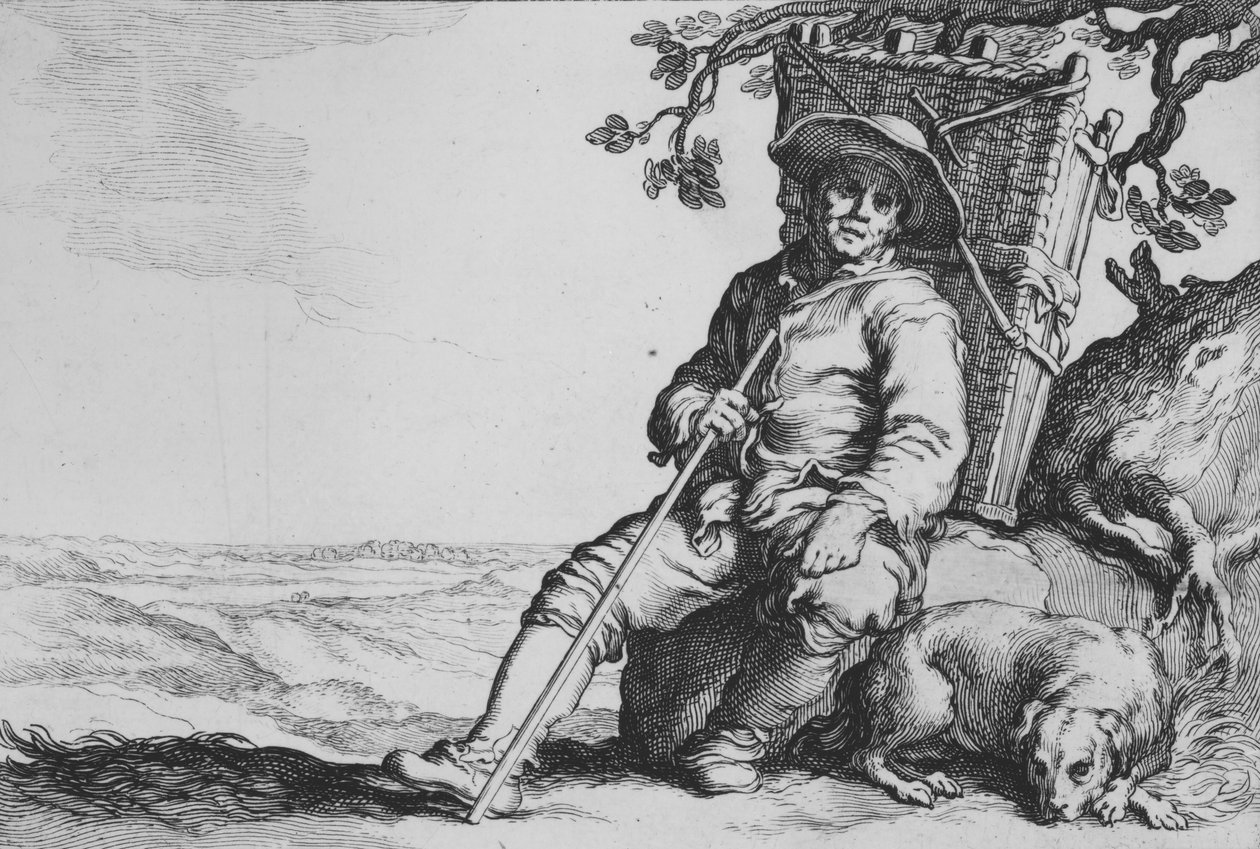Traveler with Dog, from the series Sixteen Peasant Subjects by Cornelis Bloemaert