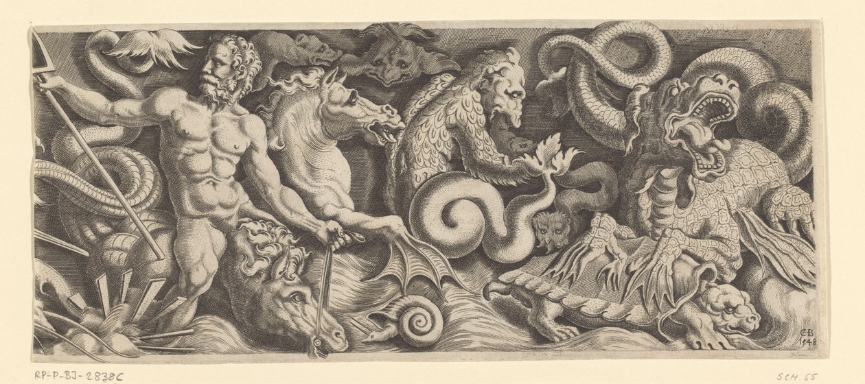 Frieze with the Triumph of Neptune, Right Plate by Cornelis Bos