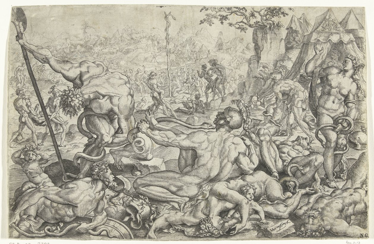 Plague of Poisonous Snakes and the Bronze Serpent by Cornelis Bos