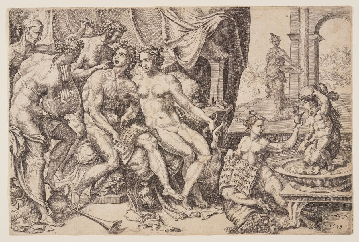 The Prodigal Son Squandering his Inheritance on Harlots by Cornelis Bos
