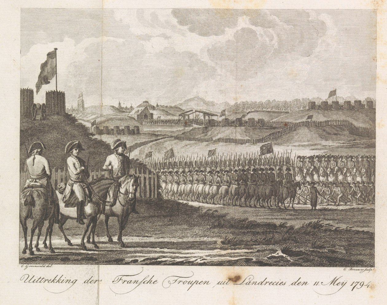 French troops leave Landrecy, 1794 by Cornelis Brouwer