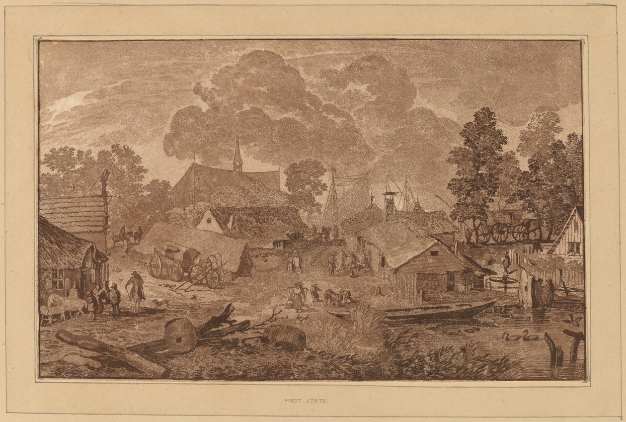 Village with Pond by Cornelis Brouwer