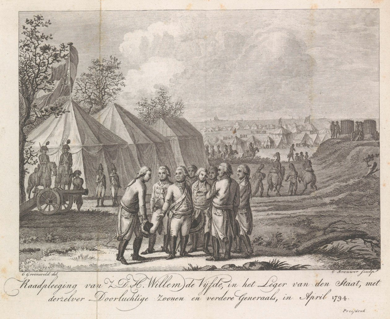 William V with His Sons in the Military Camp, 1794 by Cornelis Brouwer