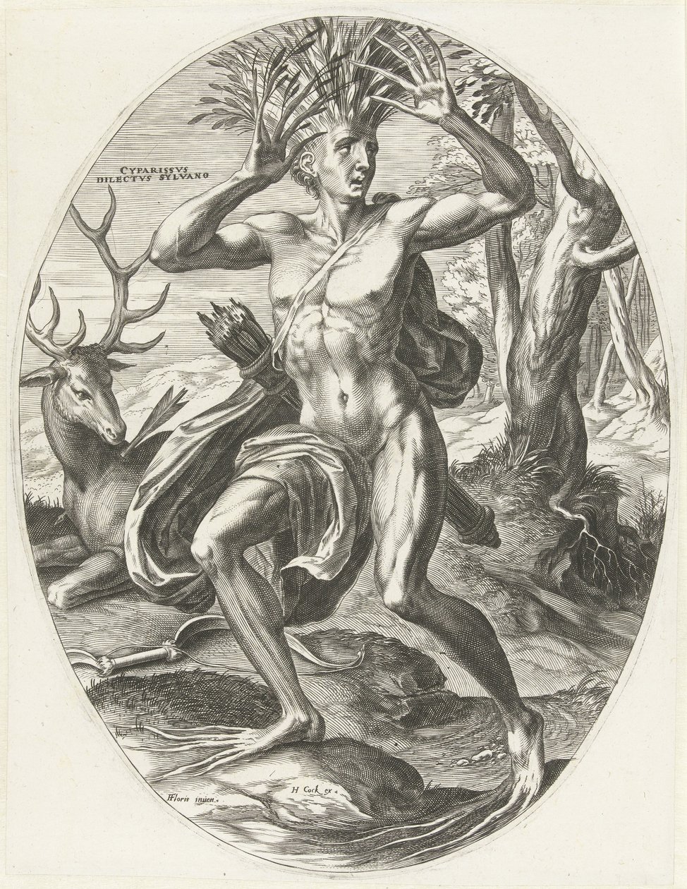 Cyparissus (series title: Gods of Agriculture) by Cornelis Cort