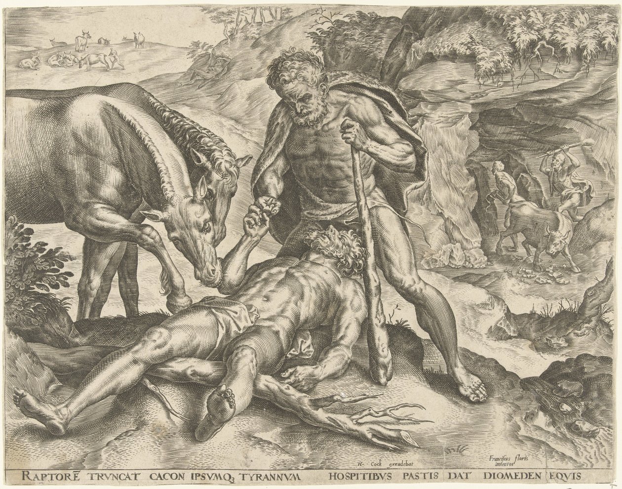 Hercules Leading Diomedes to His Horses (Works of Hercules series) by Cornelis Cort