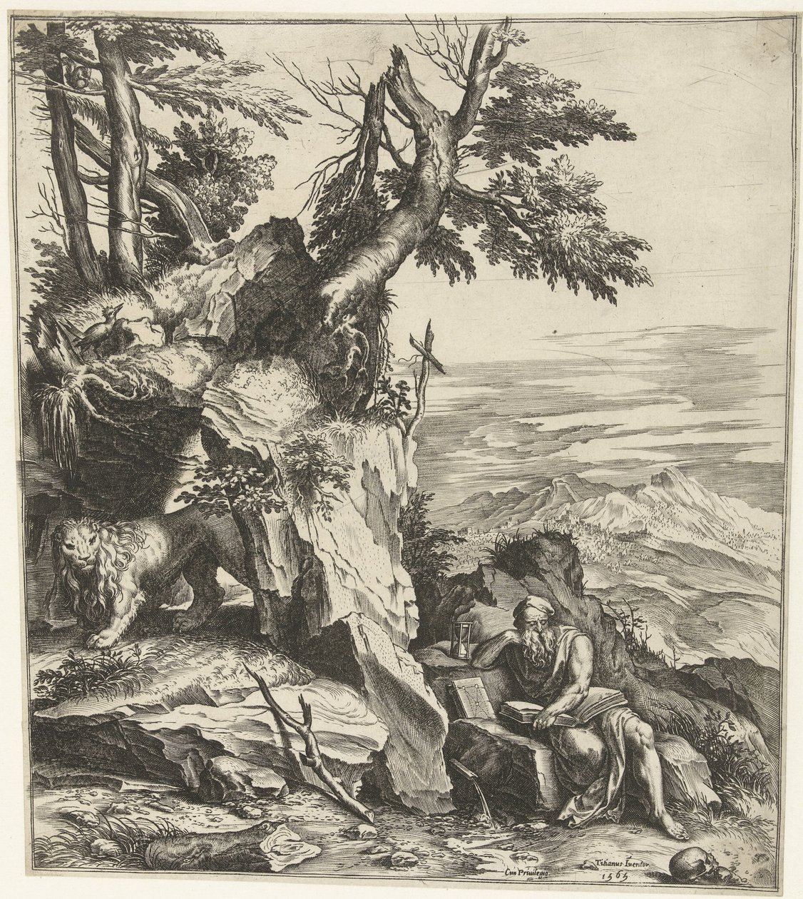 Landscape with Reading Hieronymus by Cornelis Cort