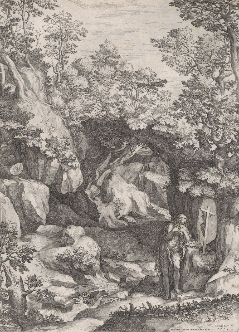 Mary Magdalen Repentant in the Wilderness, 1573 by Cornelis Cort