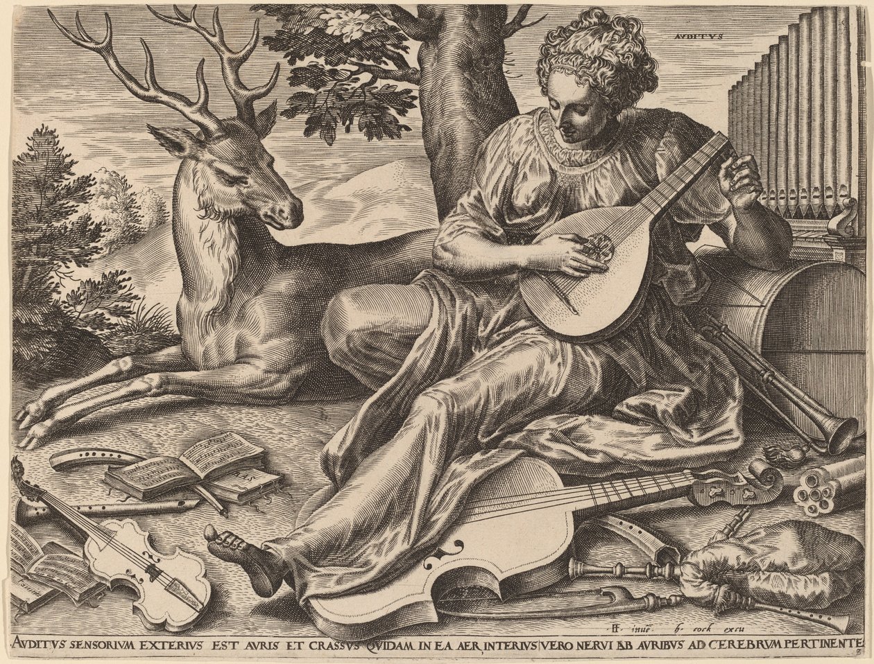 Hearing by Cornelis Cort after Frans Floris I