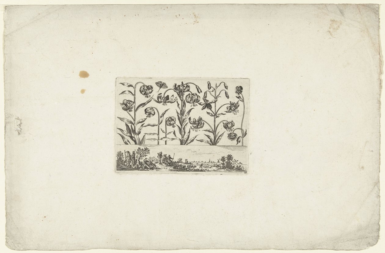 Row of Flowers Above Landscape by Cornelis Danckerts (I)