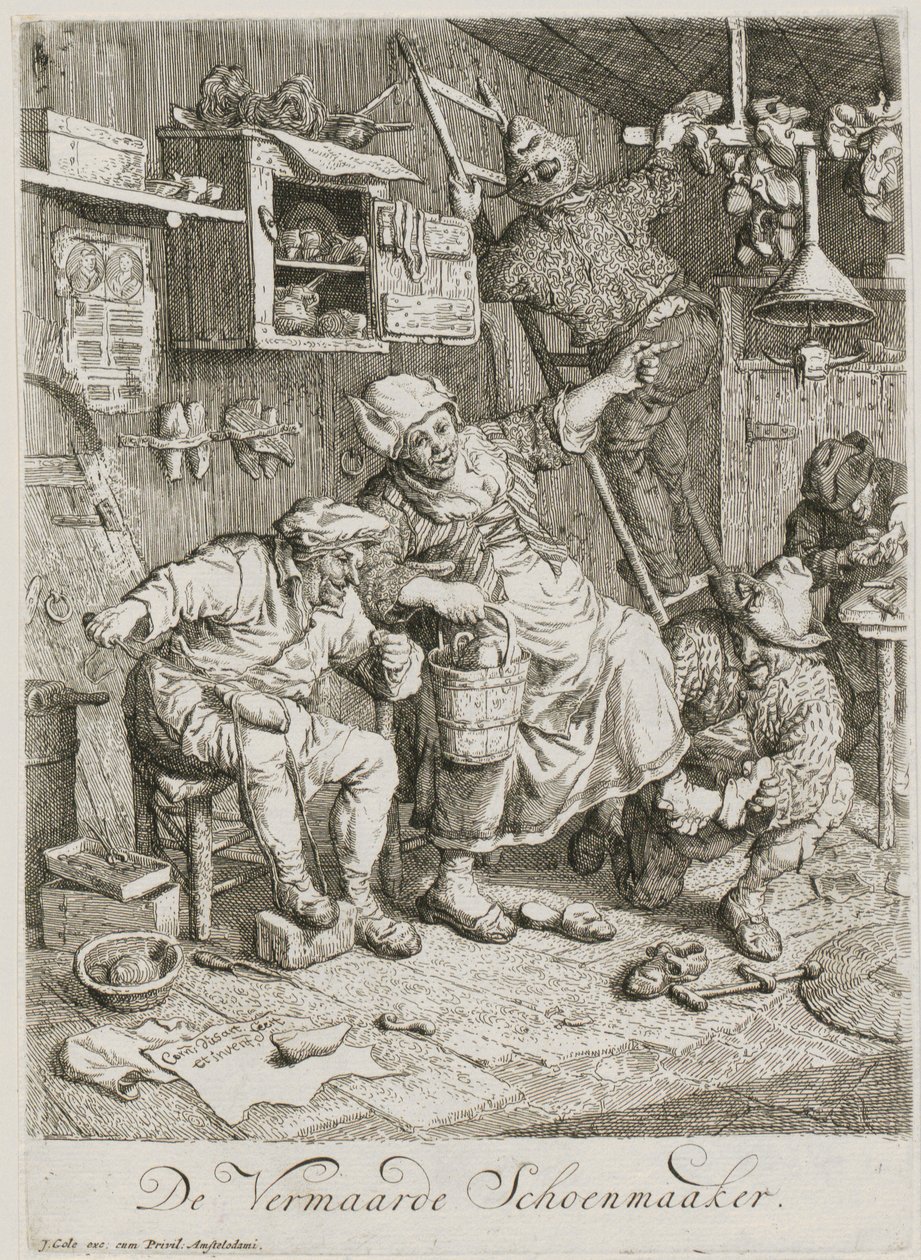 Famous Shoemaker, Plate 3 of a Series of Three Genre Representations by Cornelis Dusart