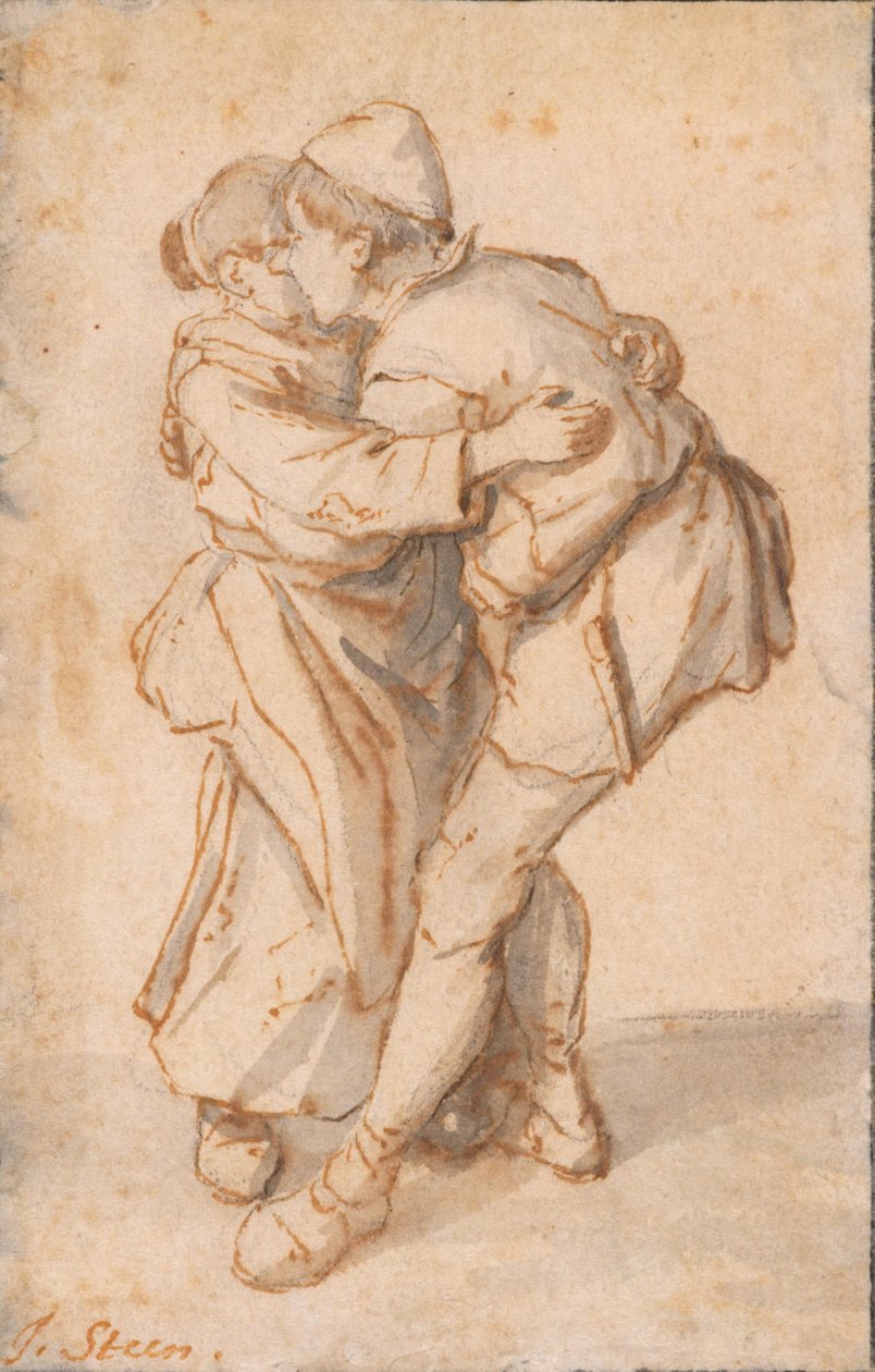 A Dancing Peasant Couple by Cornelis Dusart