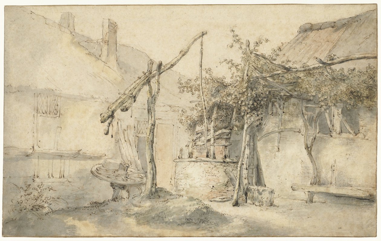 Farmhouse with a Well by Cornelis Dusart