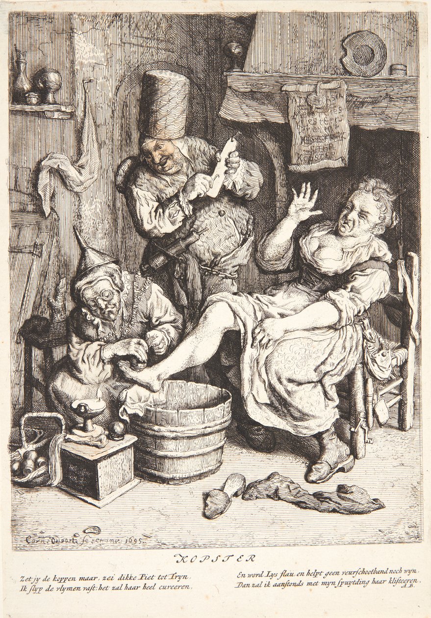 Woman Treated with Cupping by Cornelis Dusart