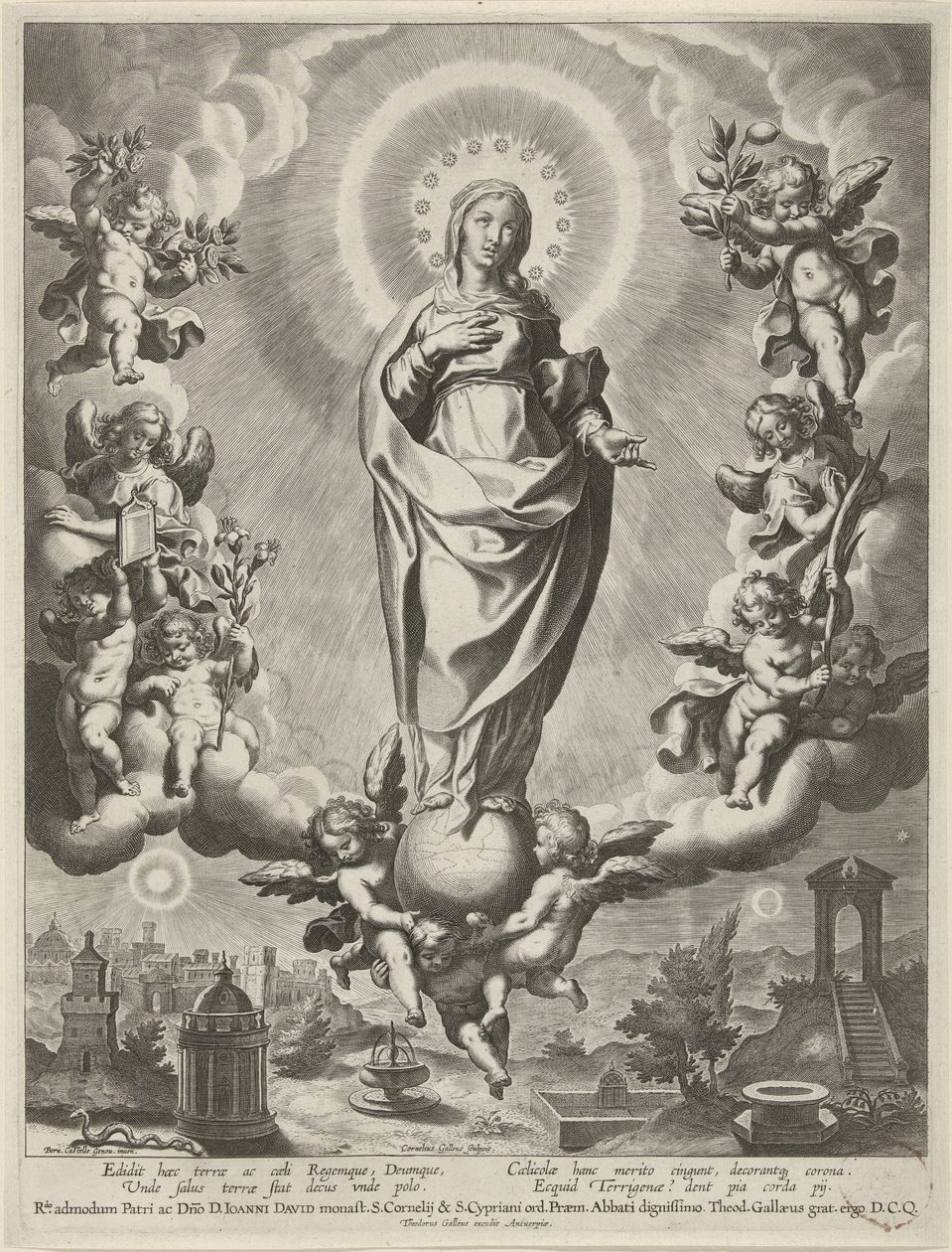 Mary on a Globe, Surrounded by Angels by Cornelis Galle (I)