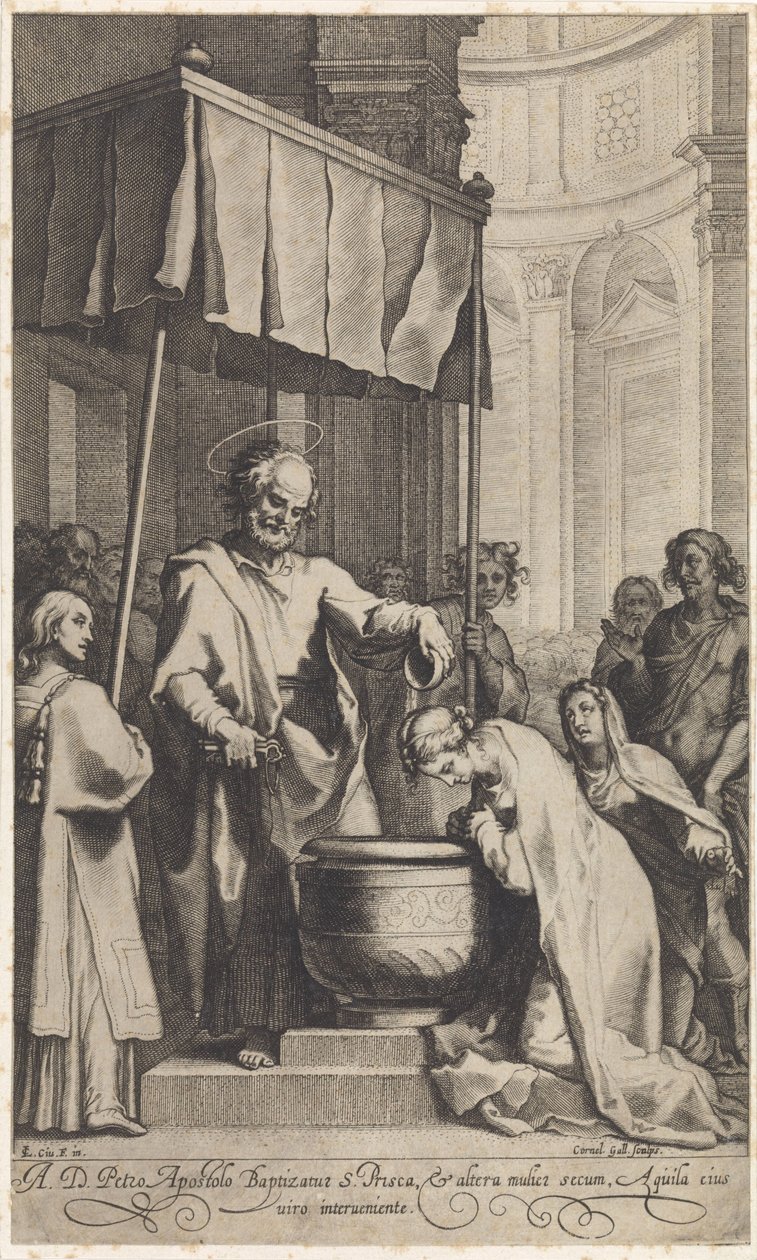 Peter Baptizes Saint Prisca of Rome by Cornelis Galle (I)