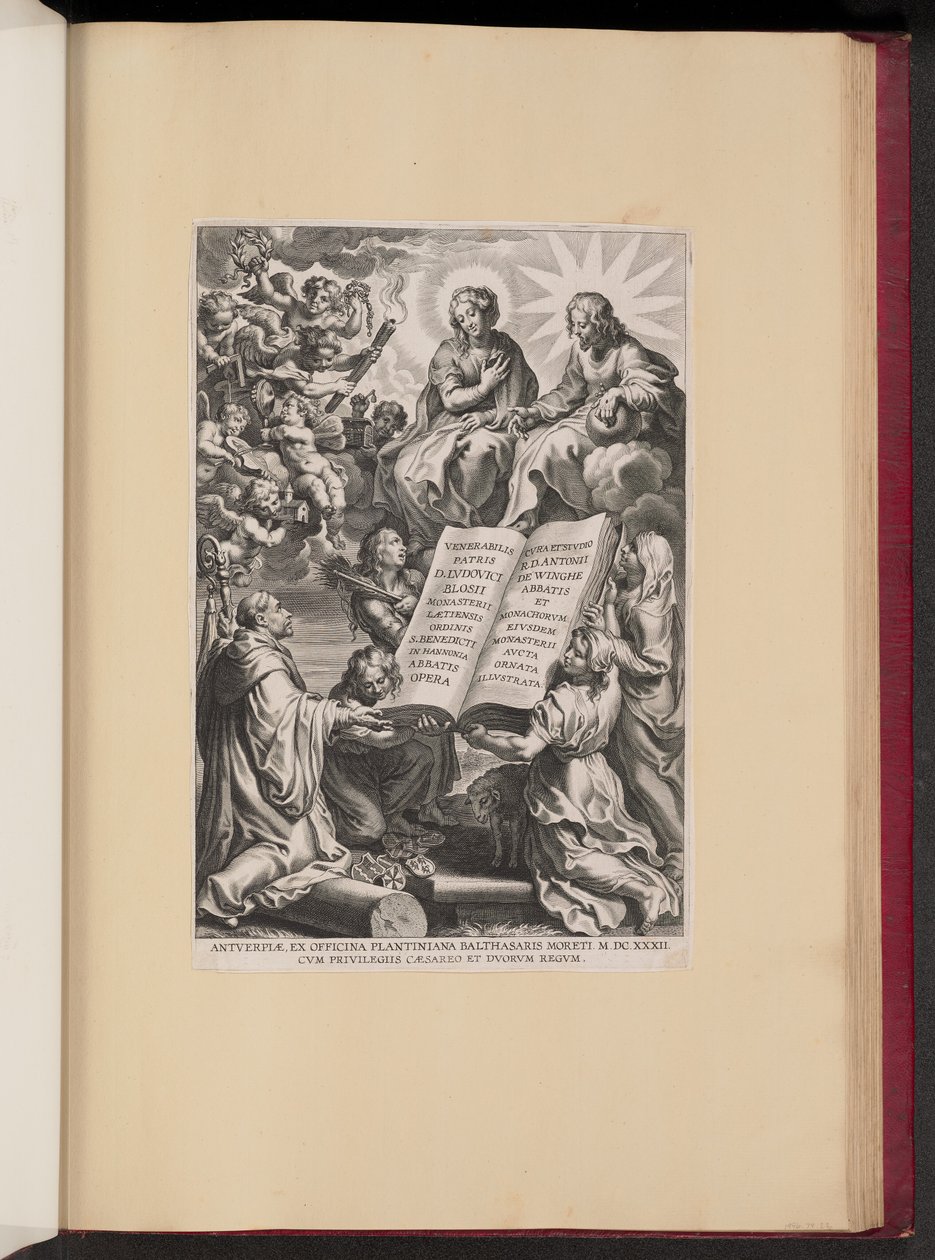 Title Page for Ludovicus Blosius, Opera by Cornelis Galle I after Sir Peter Paul Rubens
