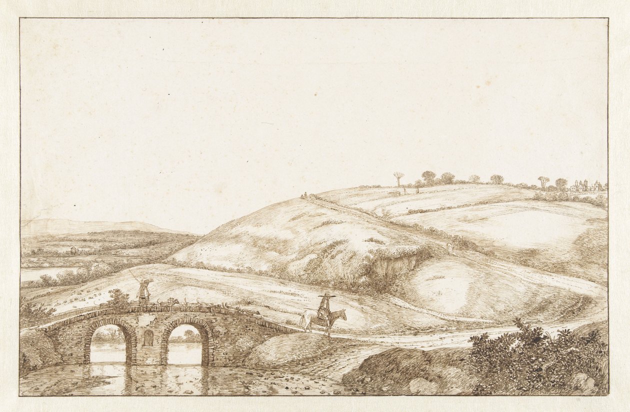 Hilly Landscape with Stone Bridge by Hendrick Cornelisz. Vroom