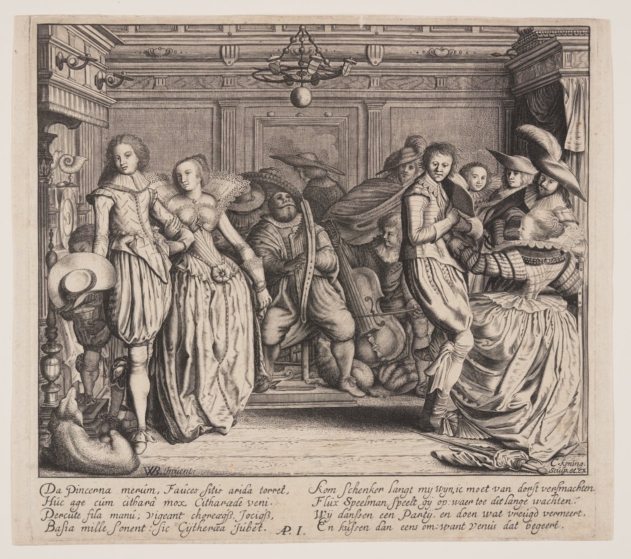 Interior with Musicians and Dancing Couples by Cornelis Koning