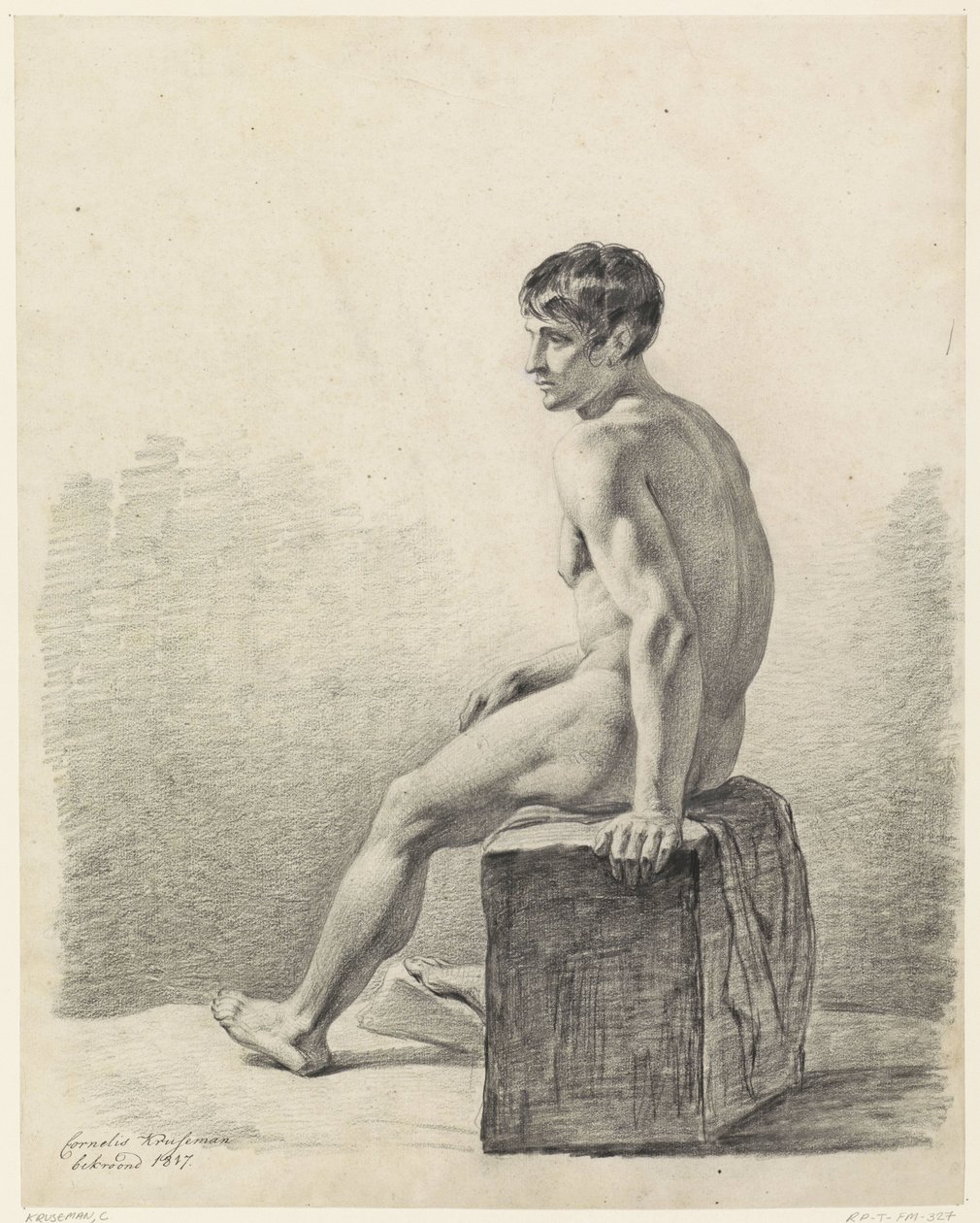 Male Seated Nude by Cornelis Kruseman