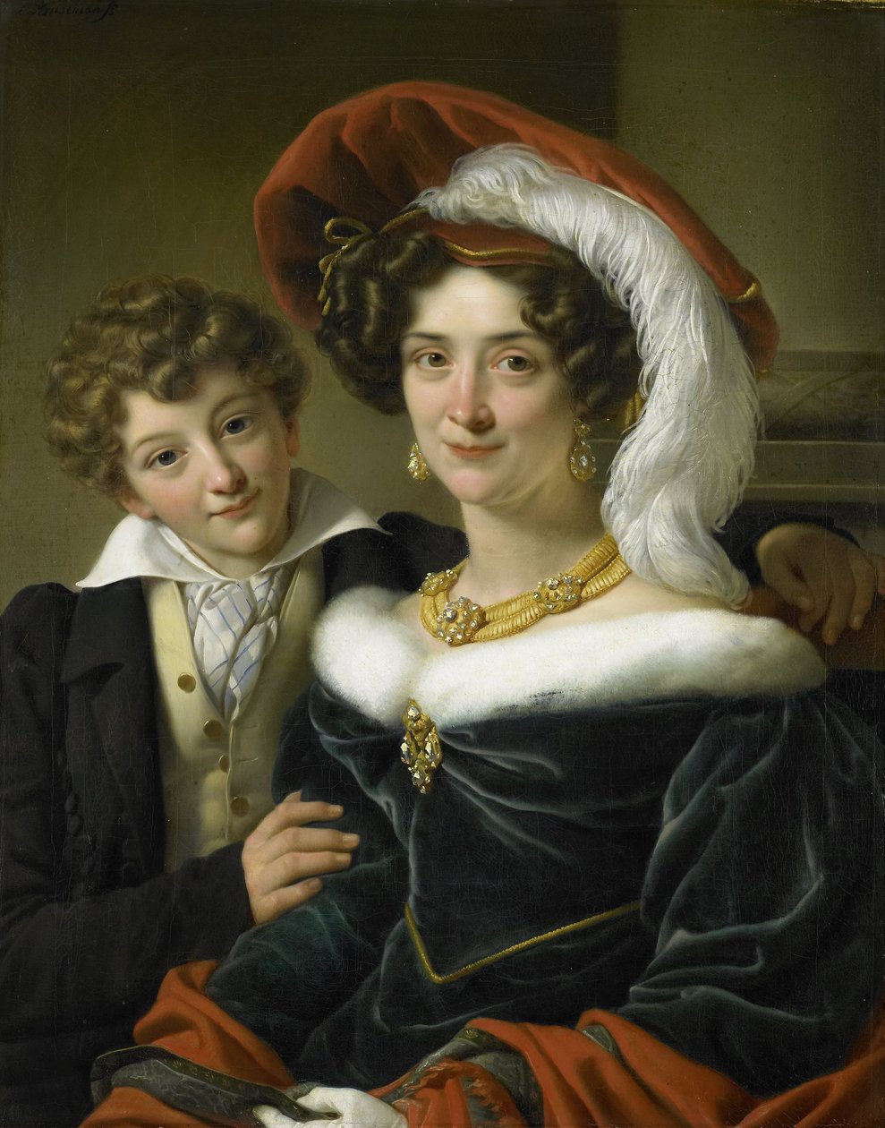 Rudolphina Wilhelmina Elizabeth de Sturler, Second Wife of Count Johannes van den Bosch, with their Son Richard Leeuwenhart by Cornelis Kruseman