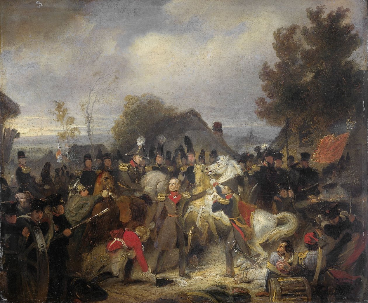 The Prince of Orange Changing His Wounded Horse at Boutersem by Cornelis Kruseman