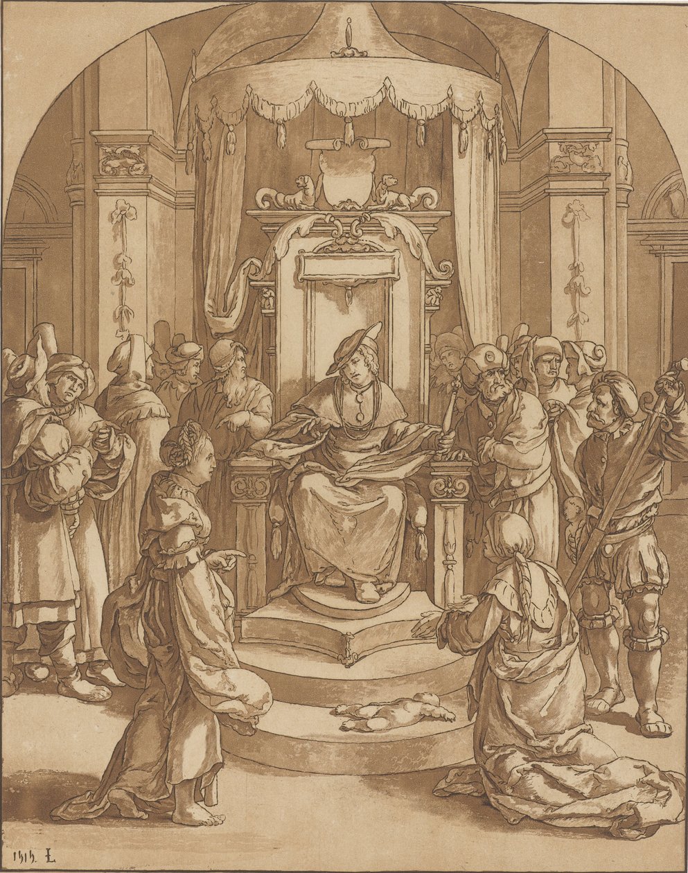 Judgment of Solomon by Cornelis Ploos van Amstel (signed by artist)