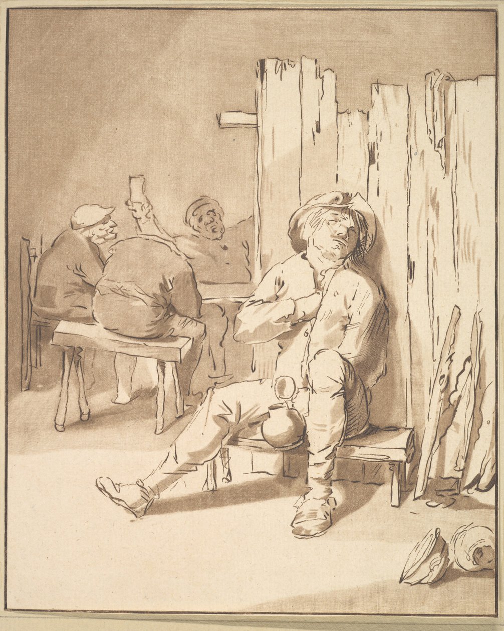 Drunken Farmer in an Inn by Cornelis Ploos van Amstel