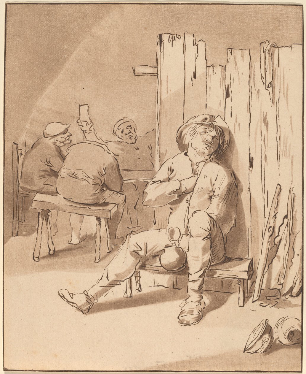 Drunken Peasant at an Inn by Cornelis Ploos van Amstel