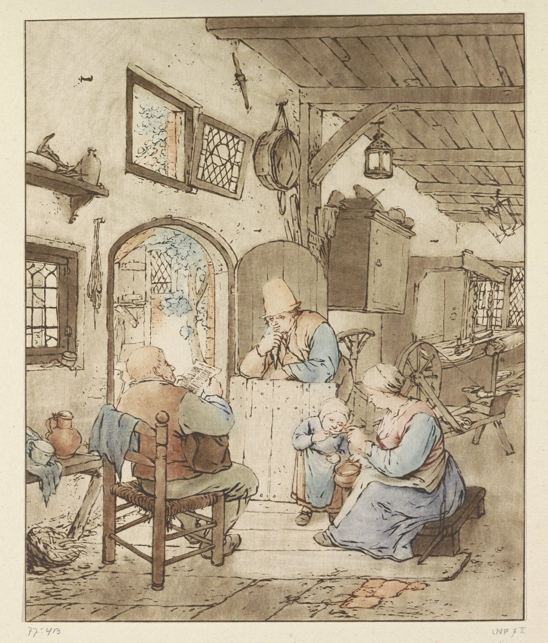 Newspaper Reader in Interior by Cornelis Ploos van Amstel