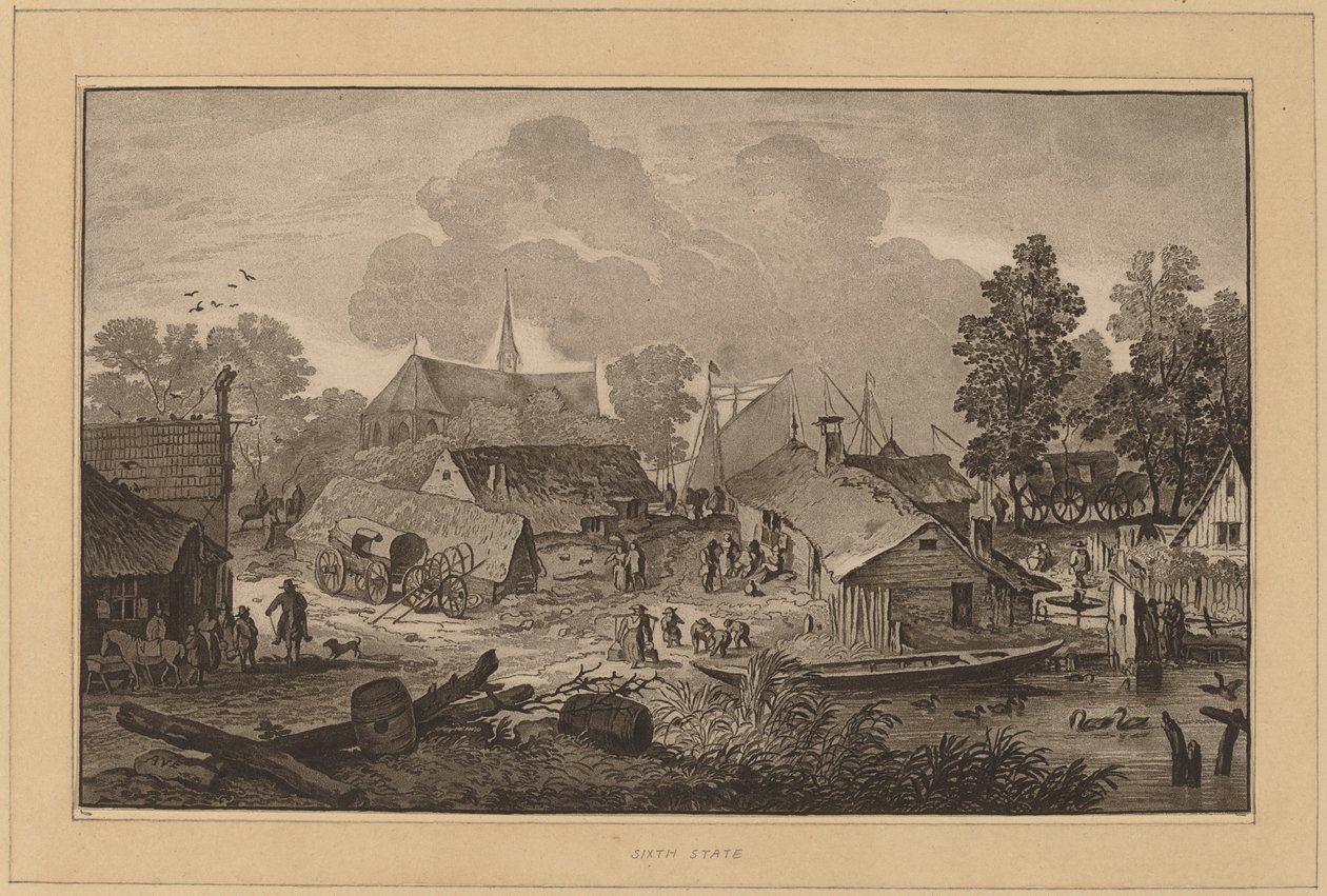Village with Pond by Cornelis Ploos van Amstel