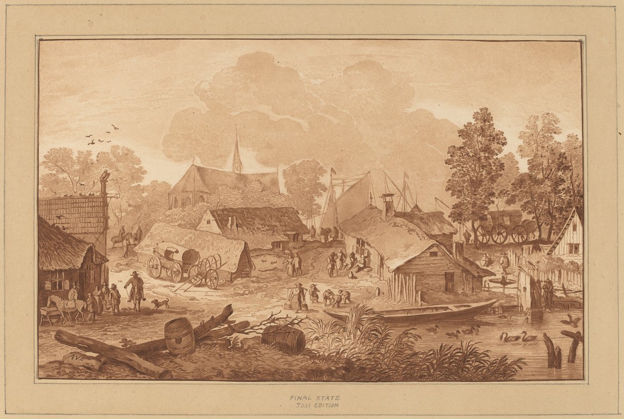 Village with Pond by Cornelis Ploos van Amstel