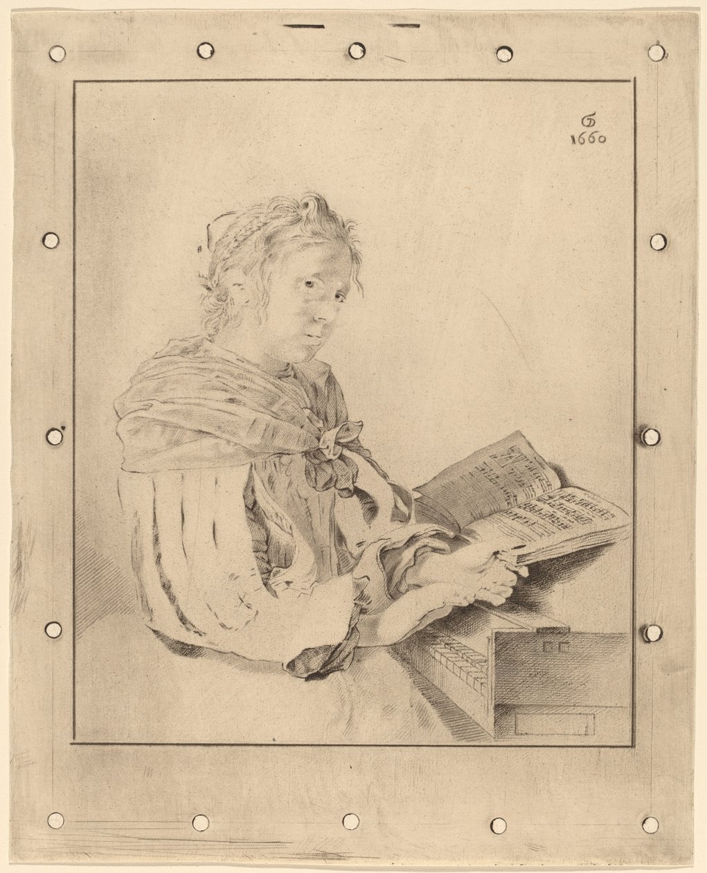 Young Girl at the Keyboard by Cornelis Ploos van Amstel