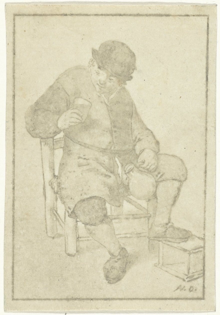 Seated Farmer with Jug by Cornelis Ploos van Amstel