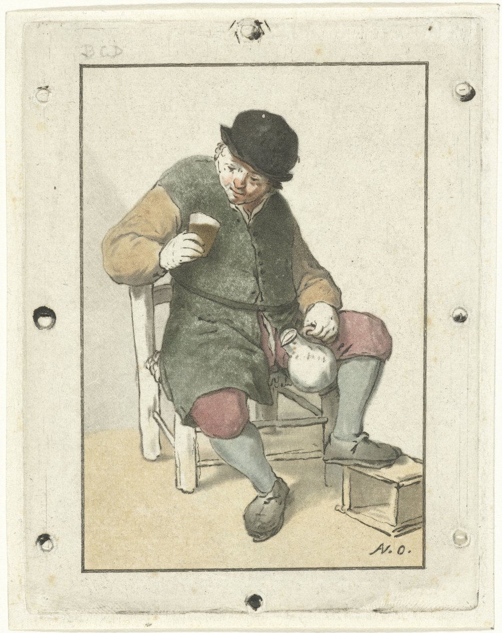 Seated Farmer with Jug by Cornelis Ploos van Amstel