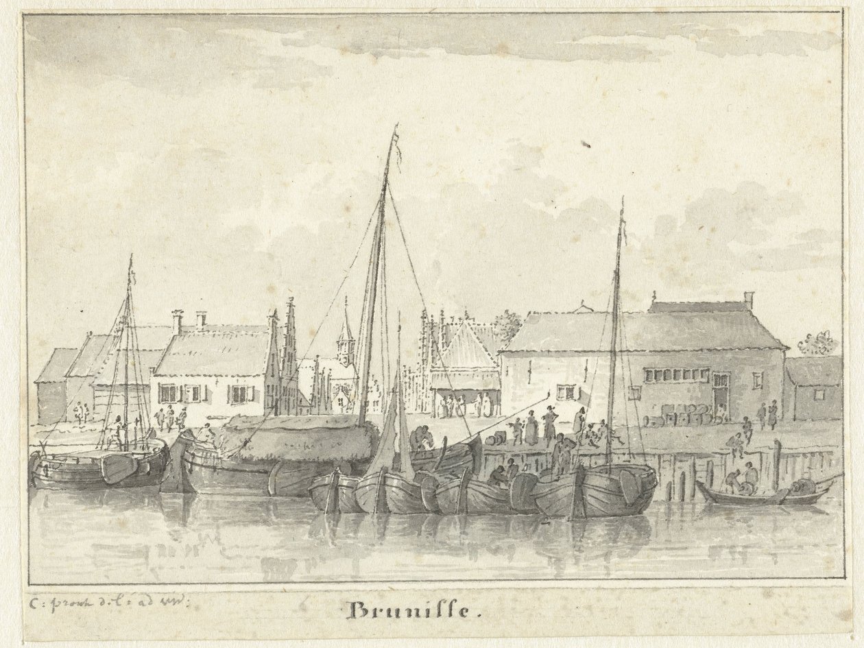 View of the Harbor of Bruinisse by Cornelis Pronk