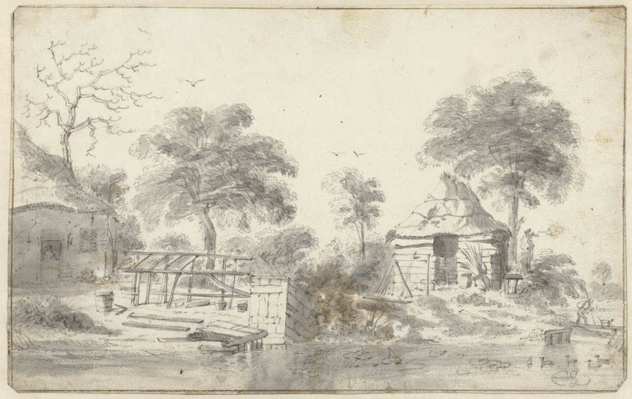 Farmhouse with Barn by the Water by Cornelis Saftleven