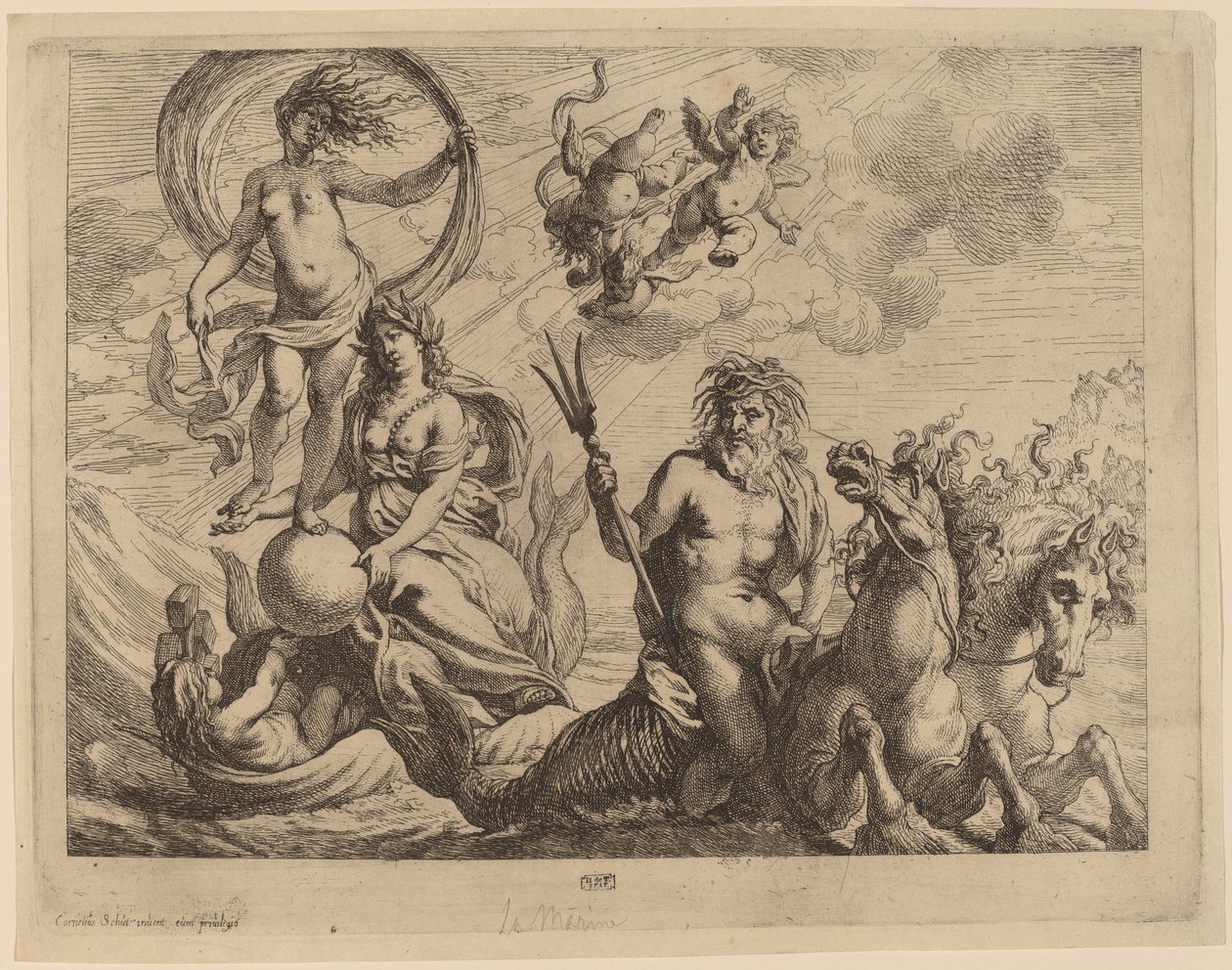 Neptune with Two Horses on the Sea by Cornelis Schut I