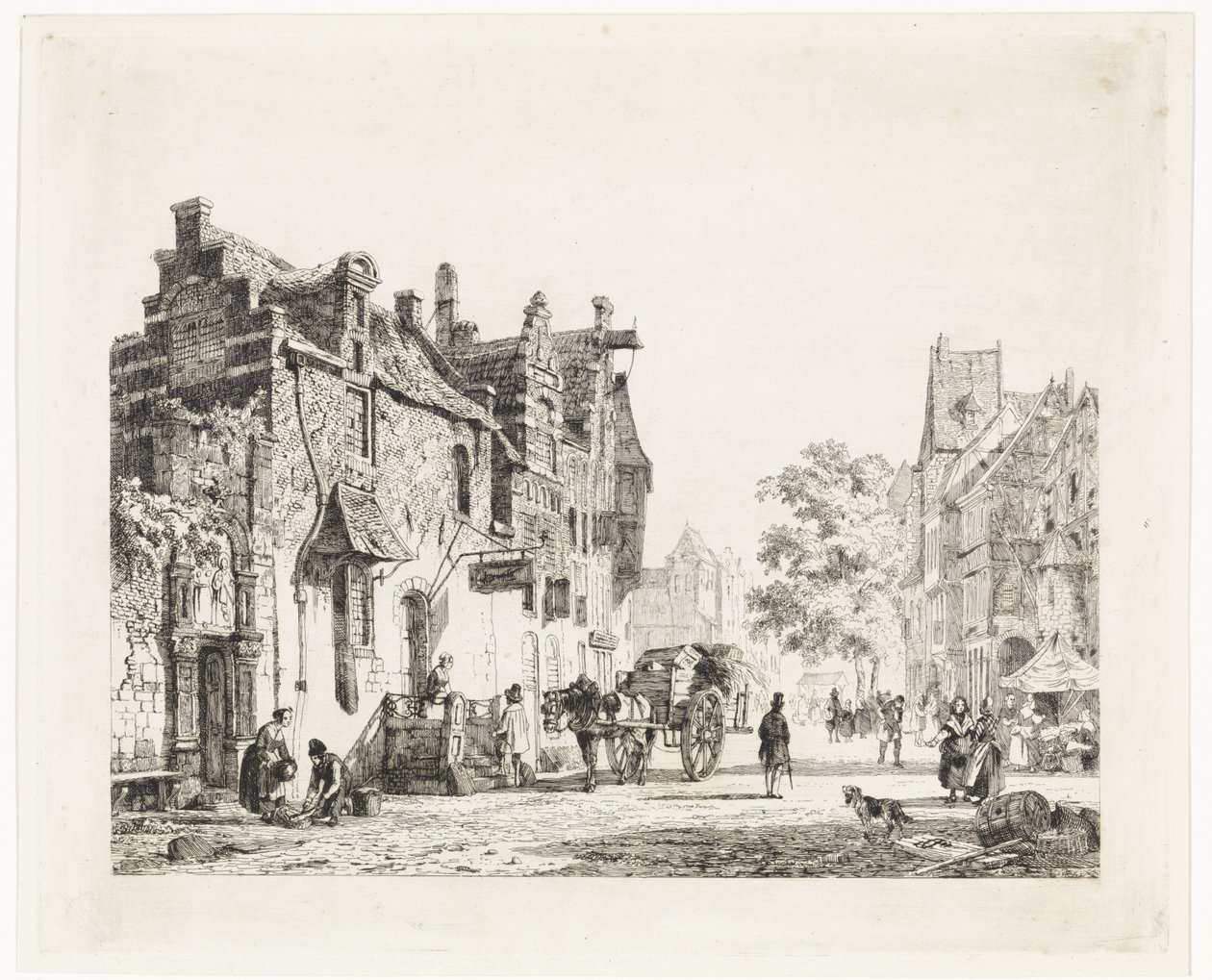Cityscape with Horse Cart by Cornelis Springer