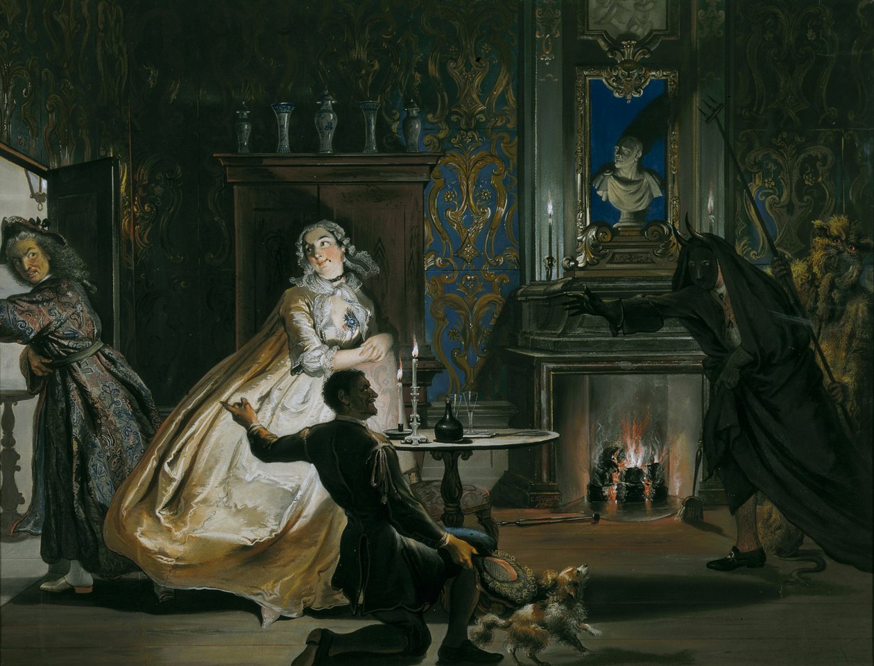 Captain Ulrich or Greed Thwarted: Disguised, Godefroy and His Servant Put Captain Ulrich to Flight by Cornelis Troost